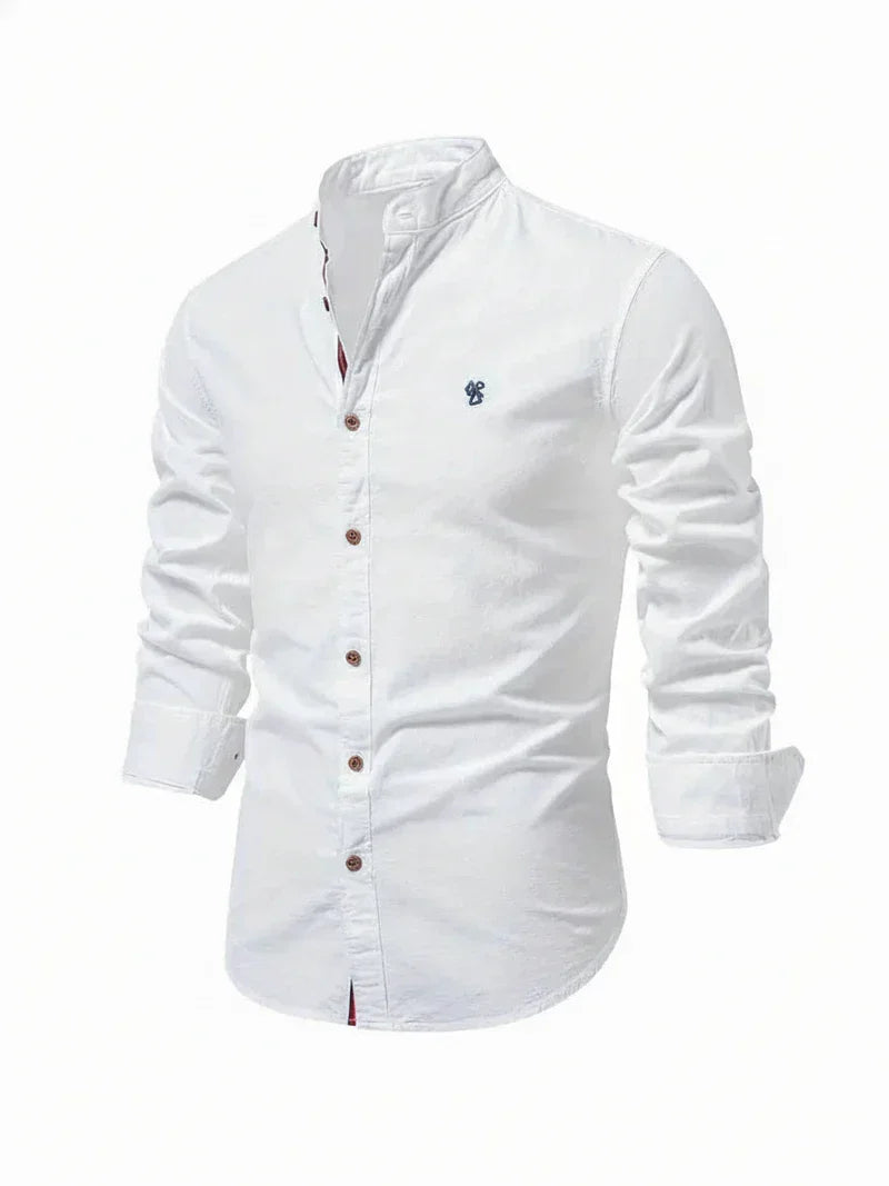 Herren Stehkragen Knopfleiste Freizeitshirt - Eveloria