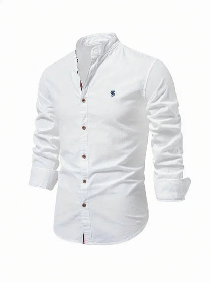 Herren Stehkragen Knopfleiste Freizeitshirt - Eveloria
