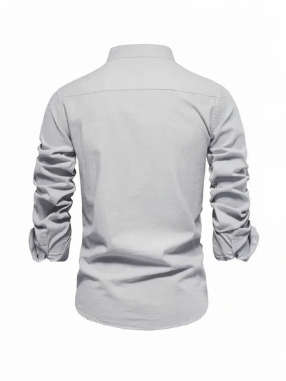 Herren Stehkragen Knopfleiste Freizeitshirt