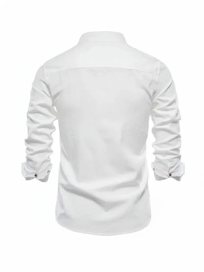 Herren Stehkragen Knopfleiste Freizeitshirt