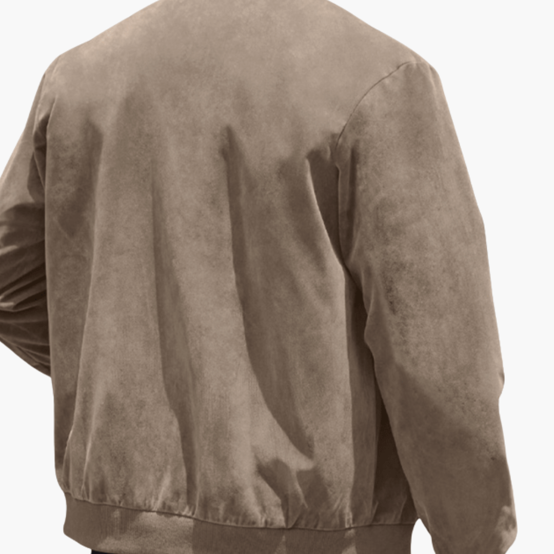 Herren Wildleder Bomberjacke Lässig Braun