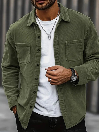 Herren Cordjacke Lässig Mit Taschen