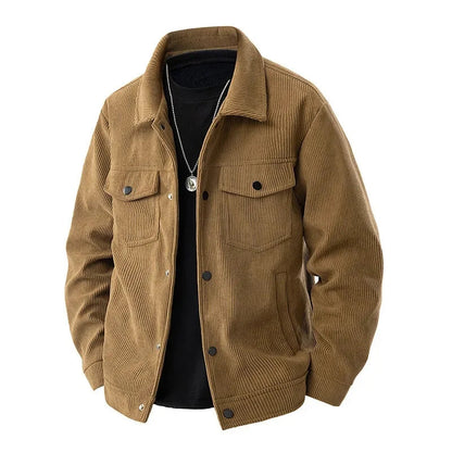 Eveloria Herren Corduroy-Jacke Leicht Beige