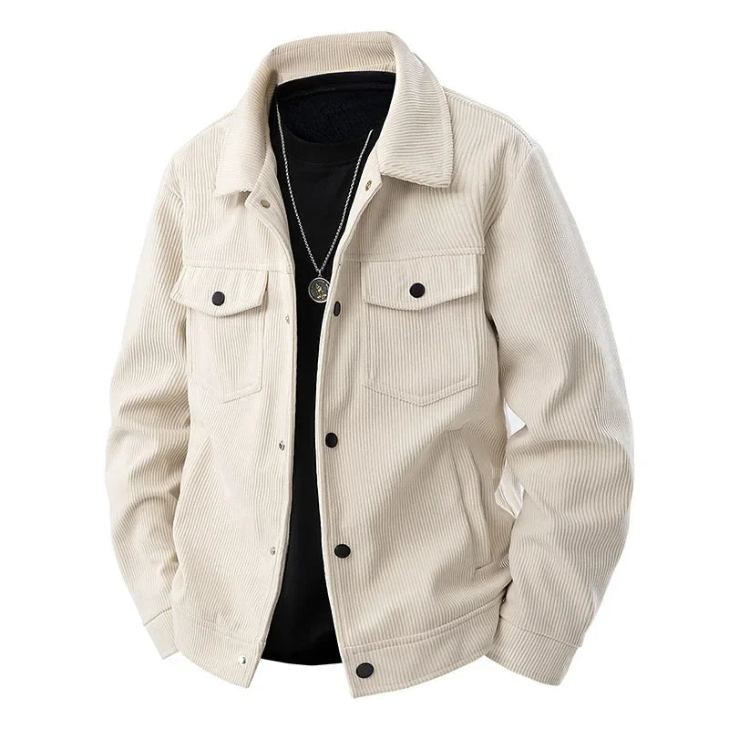 Eveloria Herren Corduroy-Jacke Leicht Beige