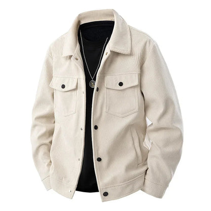 Eveloria Herren Corduroy-Jacke Leicht Beige
