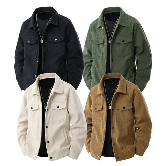 Eveloria Herren Corduroy-Jacke Leicht Beige - Eveloria