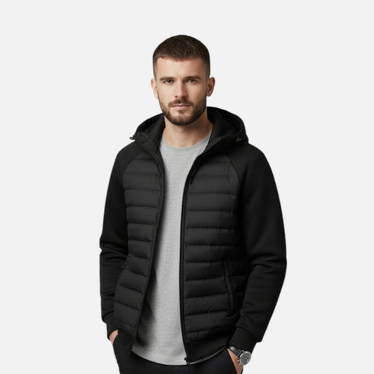 Herren Daunenjacke Gesplittetes Steppmuster Winter Schwarz - Eveloria