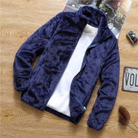 Herren Fleecejacke Slim Fit dunkelblau Winter