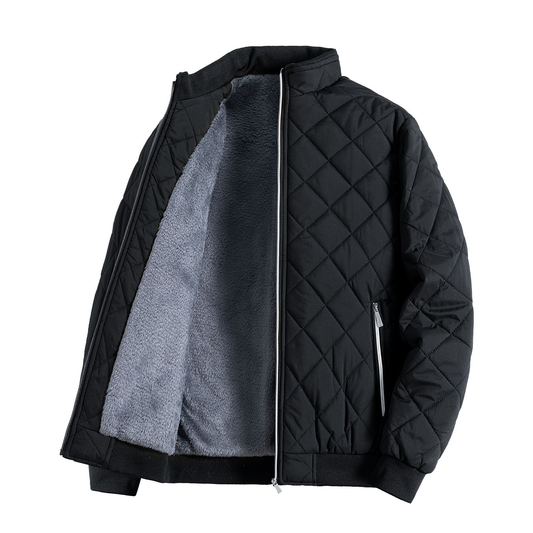 Eveloria Herren Steppfleecejacke Hochkragen Schwarz Winter - Eveloria