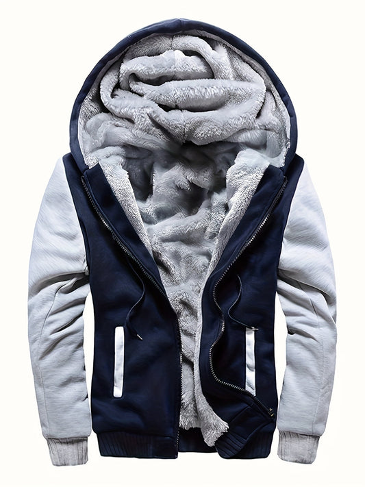 Herren Fleecejacke Winddicht Reguläre Passform Schwarz - Eveloria