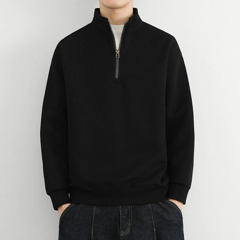 Herren Langarm-Sweatshirt Reißverschluss Grau