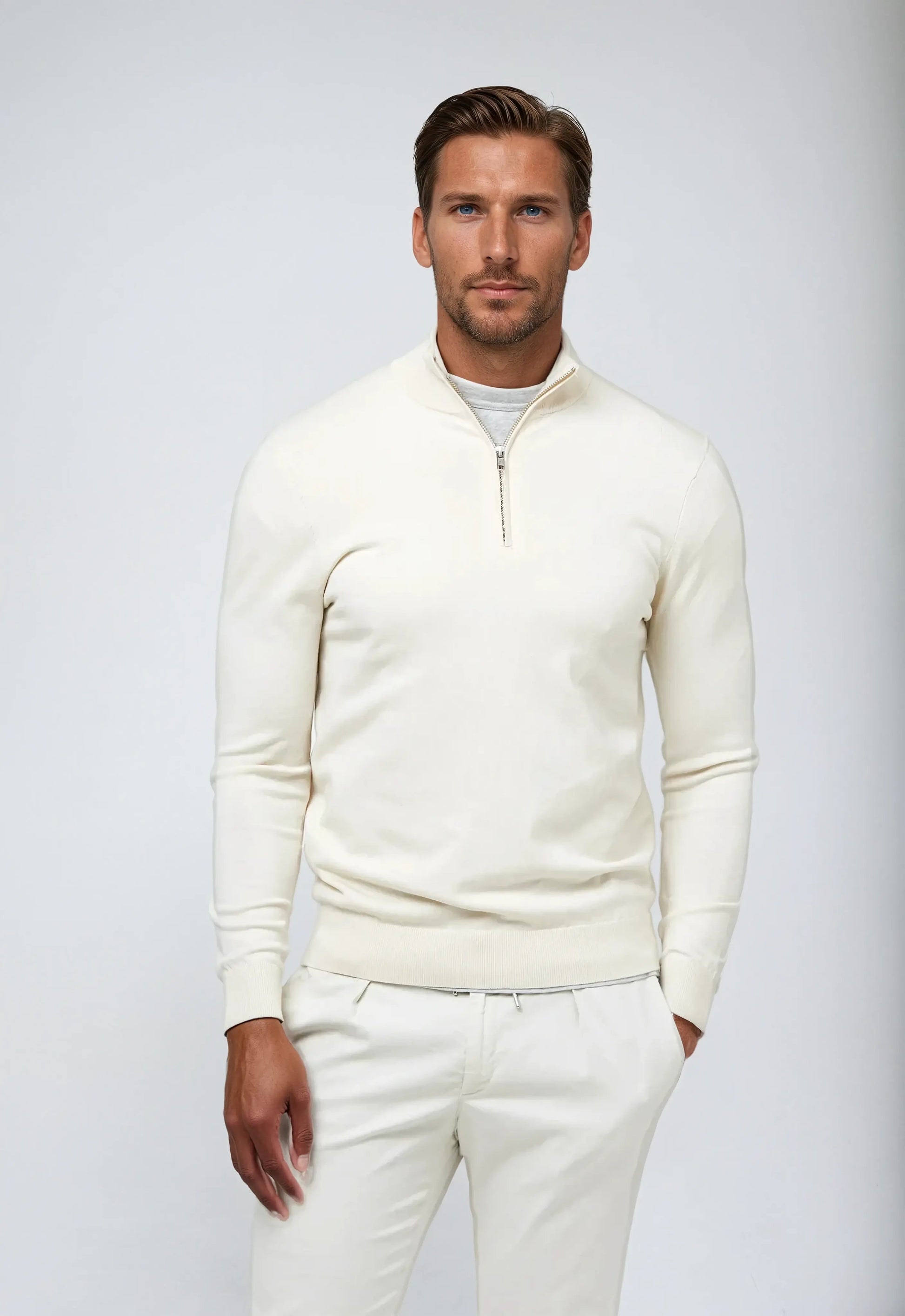 Hagen Herren Pullover Lässig Reißverschluss Schwarz - Eveloria