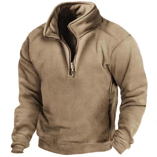 Herren Halbzip Pullover Winddicht Hoher Kragen