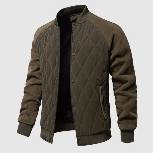 Herren Gesteppte Bomberjacke Leicht Lässig Beige - Eveloria