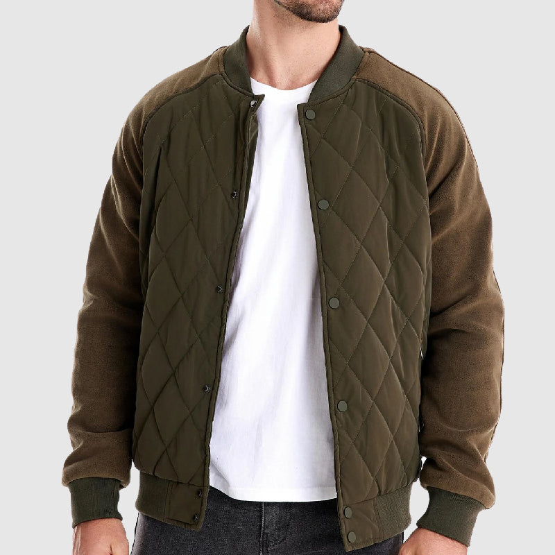 Herren Gesteppte Bomberjacke Leicht Lässig Beige