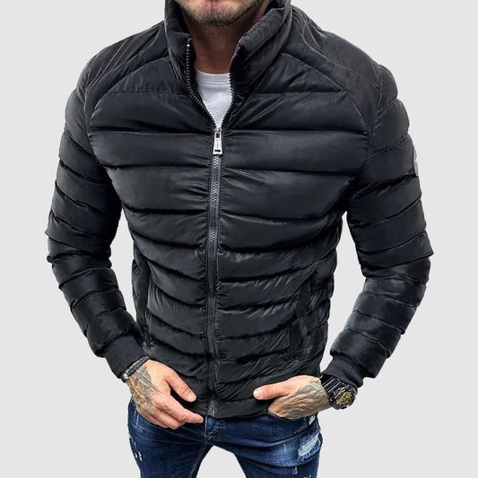 Herren Steppjacke Slim Fit Schwarz Winterjacke - Eveloria