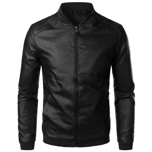 Herren Leder Bomberjacke Modern Streetstyle Schwarz - Eveloria