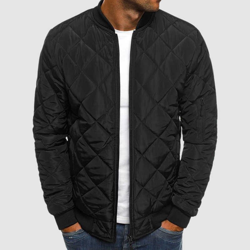 Herren Winterjacke Gesteppt Warm Schwarz - Eveloria