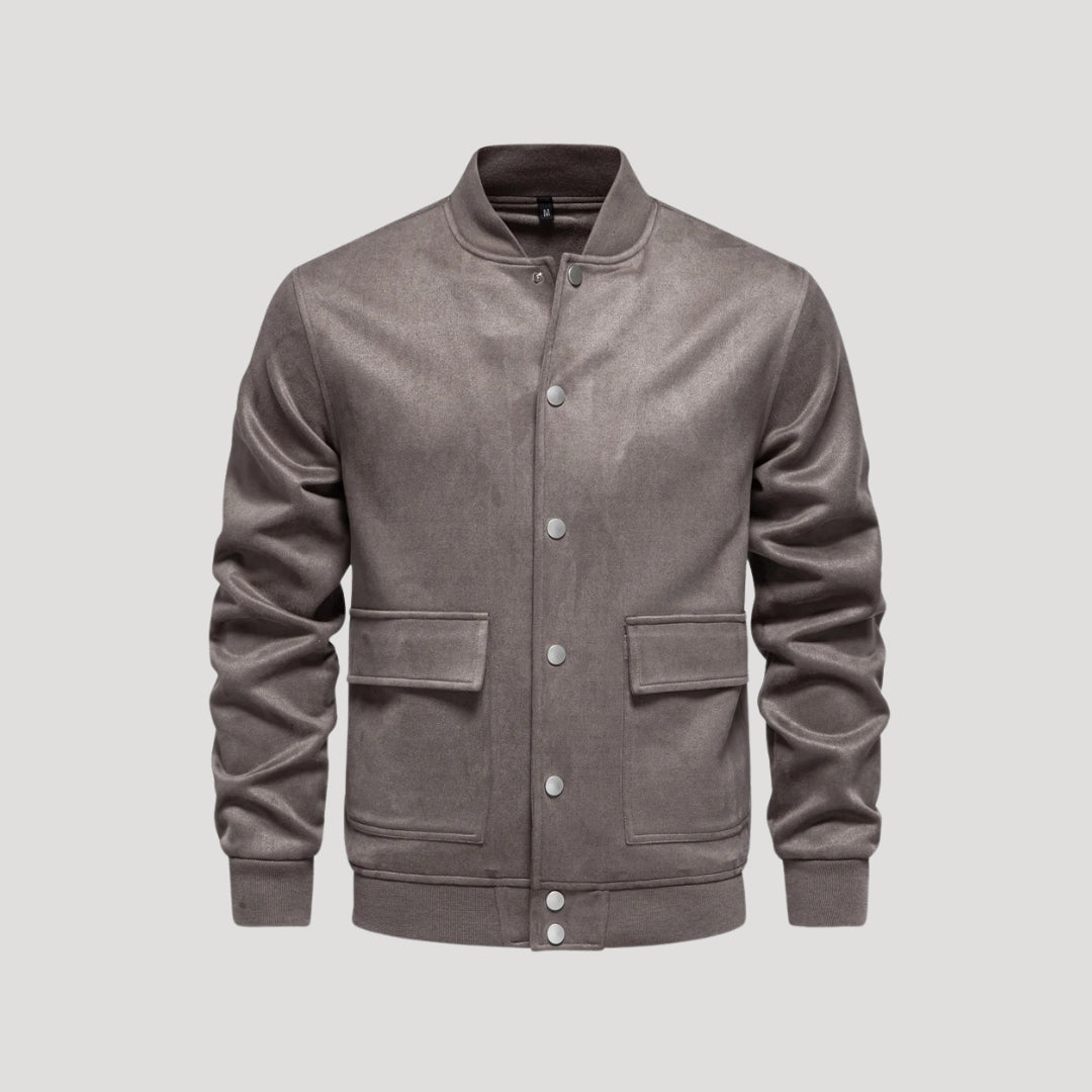 Herren Lederjacke Bomber Winterjacke Schwarz - Eveloria