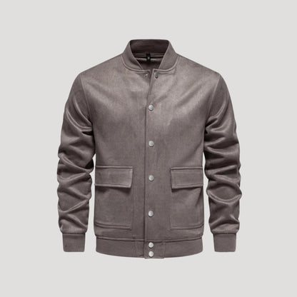 Herren Lederjacke Bomber Winterjacke Schwarz - Eveloria
