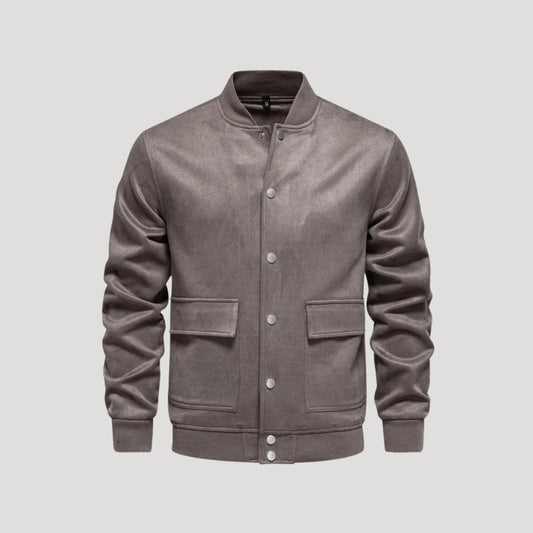 Herren Lederjacke Bomber Winterjacke Schwarz - Eveloria