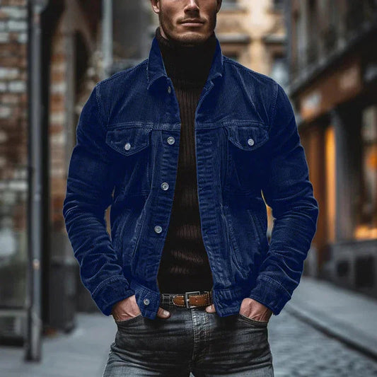 Herren Vintage-Jacke Cord-Design Lockerer Sitz Braun - Eveloria