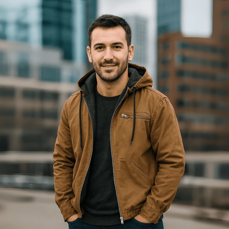 Herren Lederjacke Winter Kapuze Reißverschluss