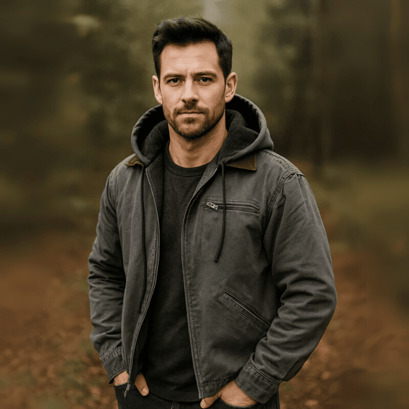 Herren Lederjacke Winter Kapuze Reißverschluss
