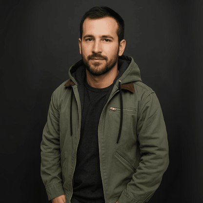 Herren Lederjacke Winter Kapuze Reißverschluss