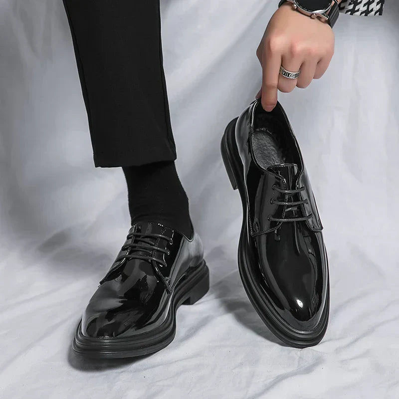 Herren Schnür-Derby-Schuhe Glänzend Oliver