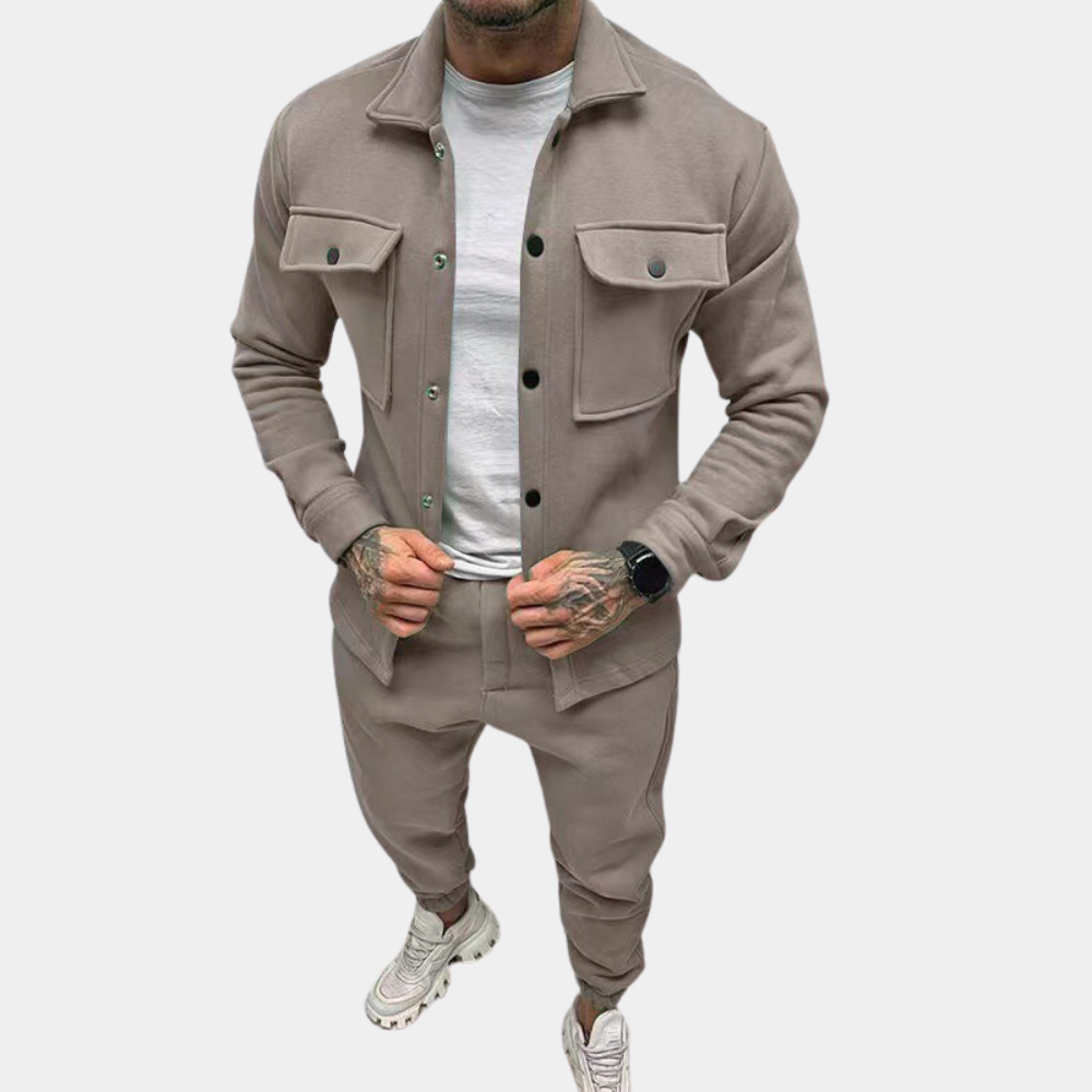 Herren Zugeknöpftes Langarm Set Zweiteilig - Eveloria