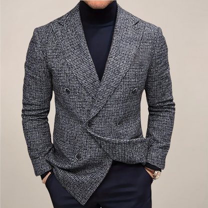 Herren Slim Fit Doppelreiher Blazer Kariert - Eveloria