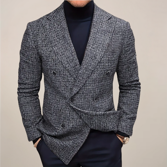 Herren Slim Fit Doppelreiher Blazer Kariert - Eveloria