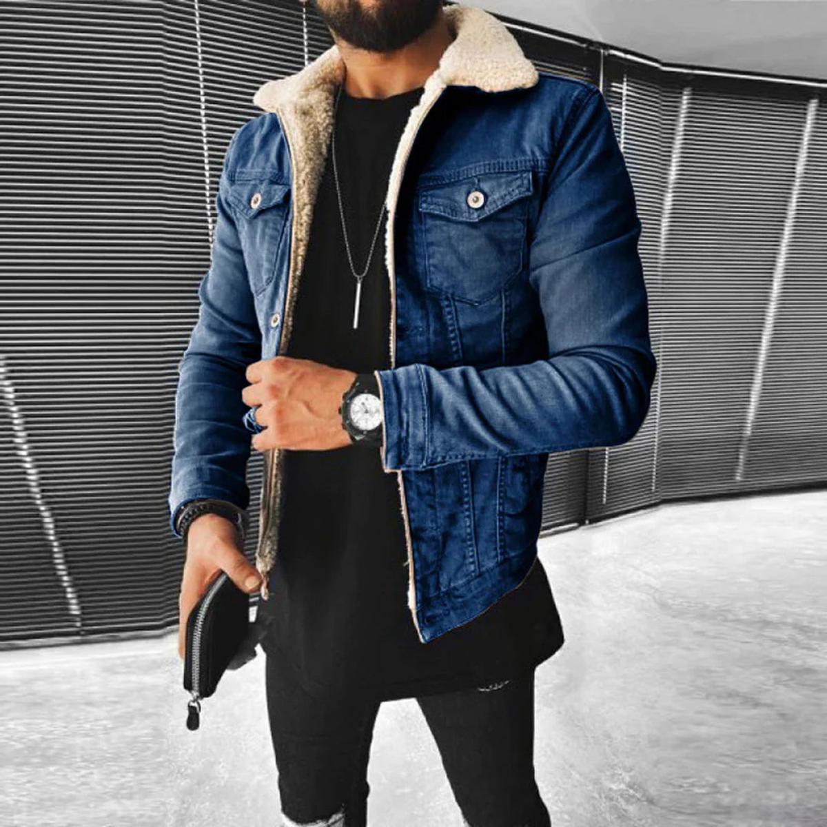 Herren Winterjacke Knopfleiste Lagenoptik - Eveloria