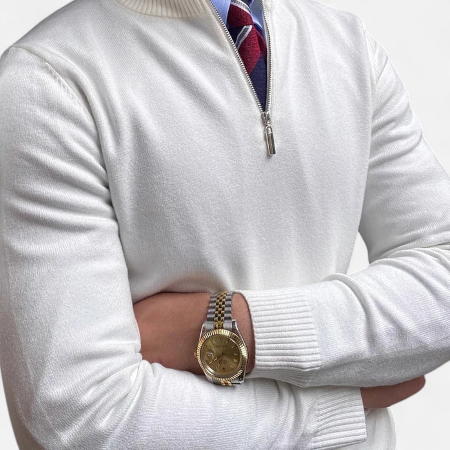 Herren Frühlingspullover Half-Zip Beige