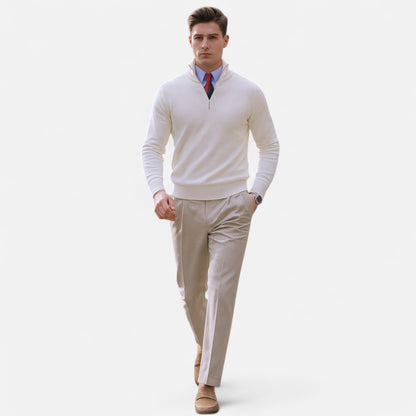 Herren Frühlingspullover Half-Zip Beige