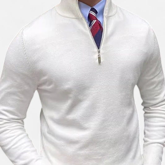 Herren Frühlingspullover Half-Zip Beige - Eveloria