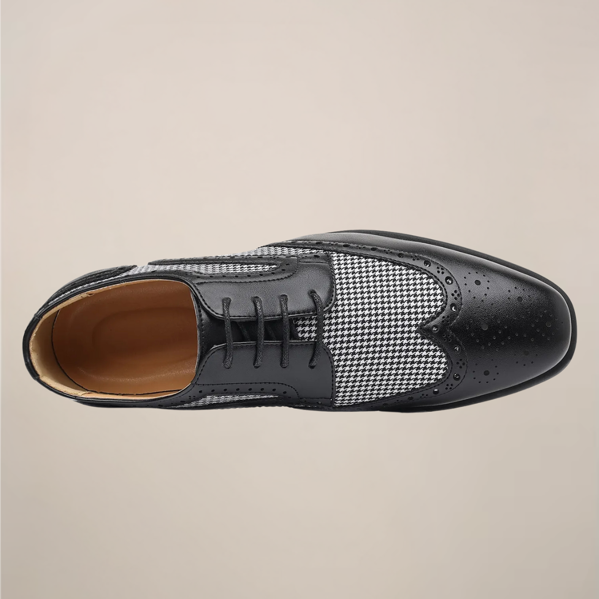 Herren Oxford Schuhe Hahnentritt-Muster Klassische Brogue-Details
