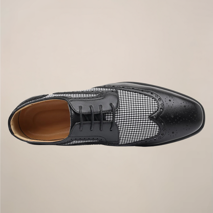 Herren Oxford Schuhe Hahnentritt-Muster Klassische Brogue-Details