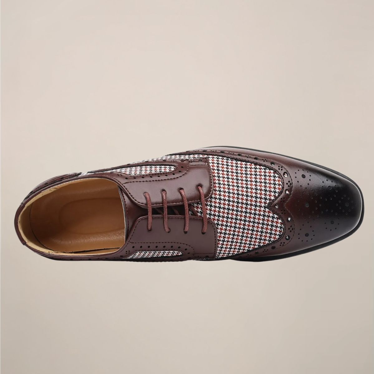 Herren Oxford Schuhe Hahnentritt-Muster Klassische Brogue-Details