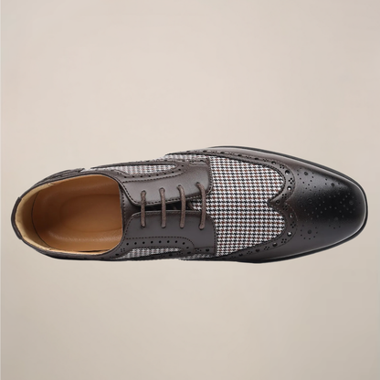 Herren Oxford Schuhe Hahnentritt-Muster Klassische Brogue-Details
