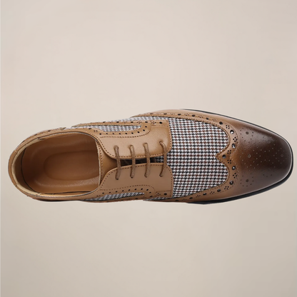 Herren Oxford Schuhe Hahnentritt-Muster Klassische Brogue-Details