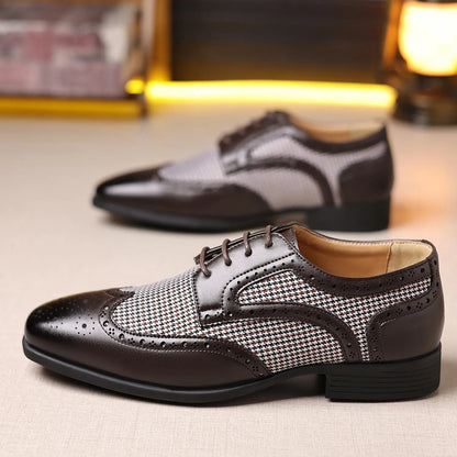 Herren Oxford Schuhe Hahnentritt-Muster Klassische Brogue-Details - Eveloria