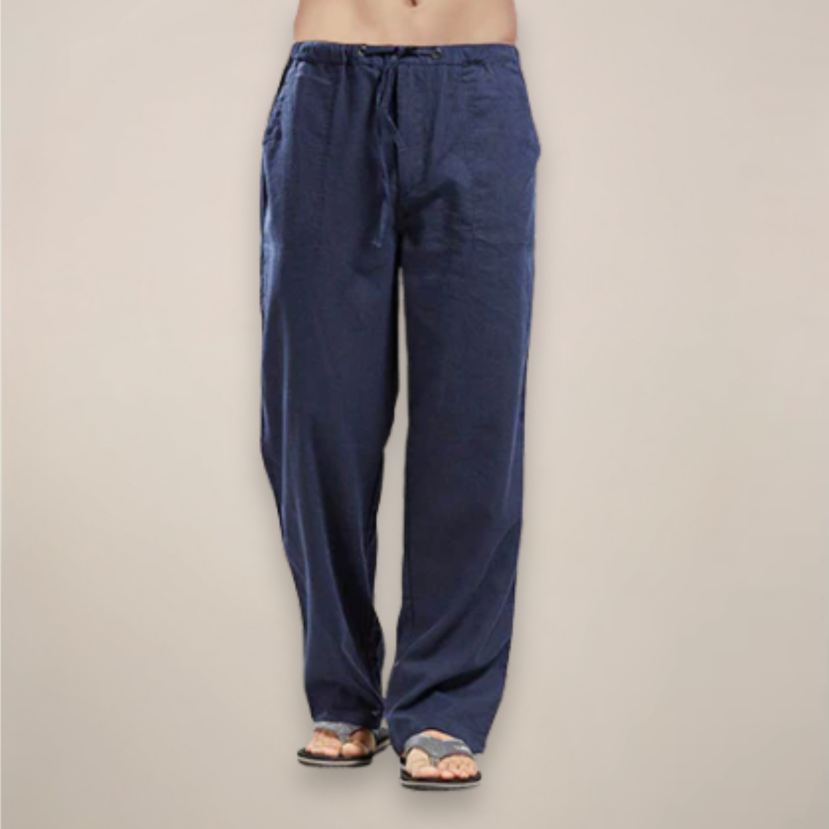 Herren Relaxed Fit Hose Kordelzug Beige