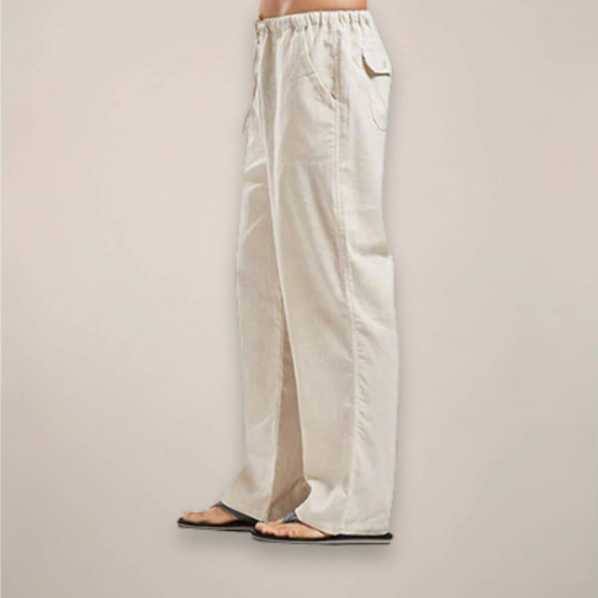 Herren Relaxed Fit Hose Kordelzug Beige