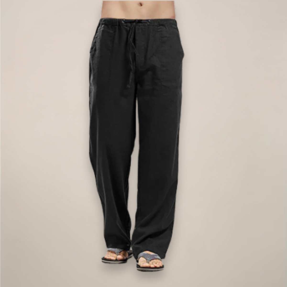Herren Relaxed Fit Hose Kordelzug Beige