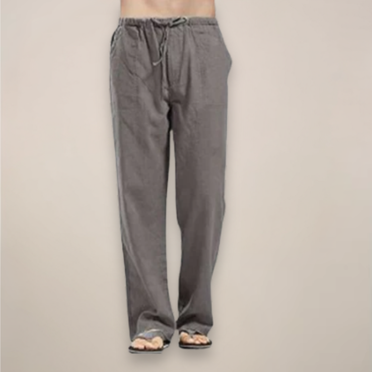 Herren Relaxed Fit Hose Kordelzug Beige