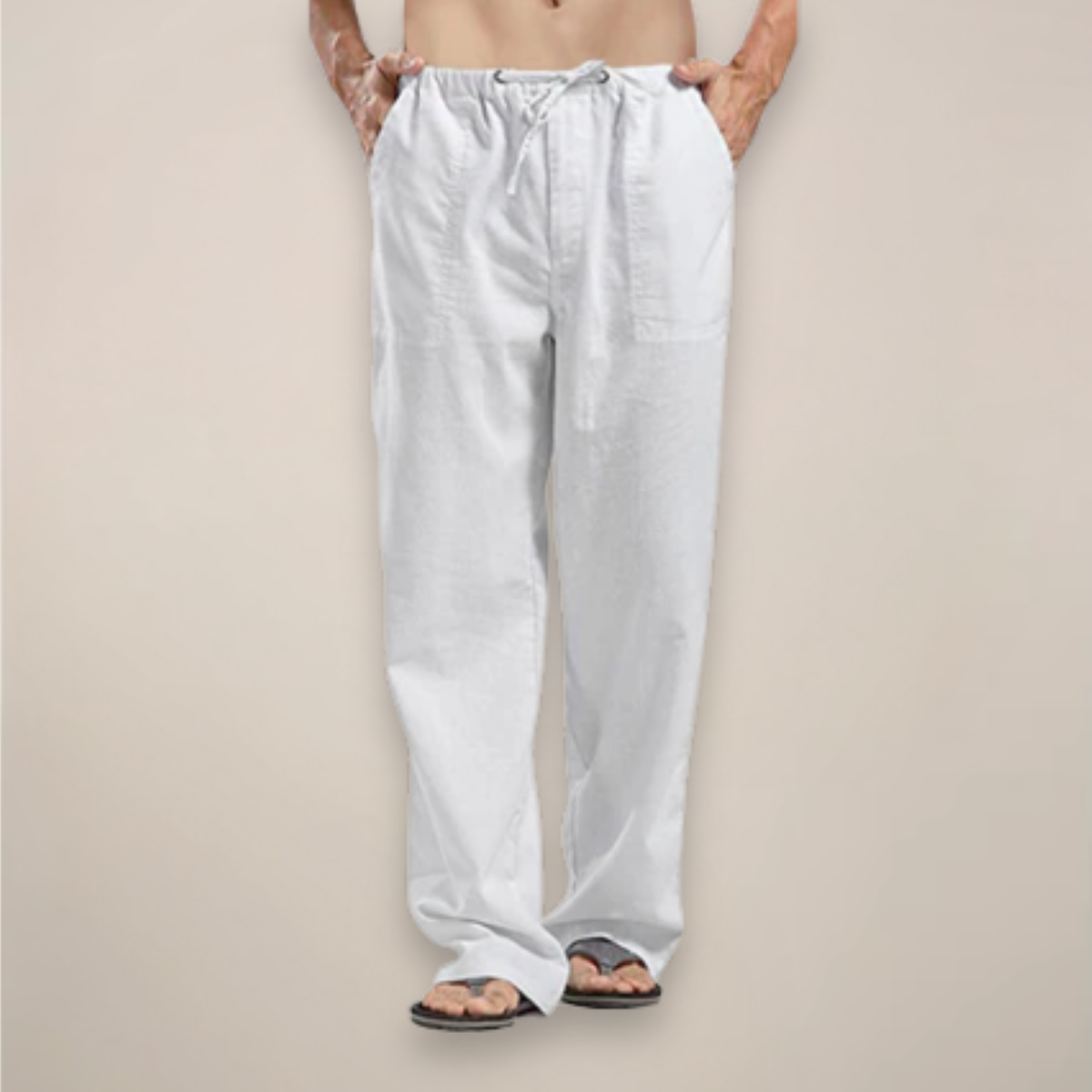 Herren Relaxed Fit Hose Kordelzug Beige - Eveloria