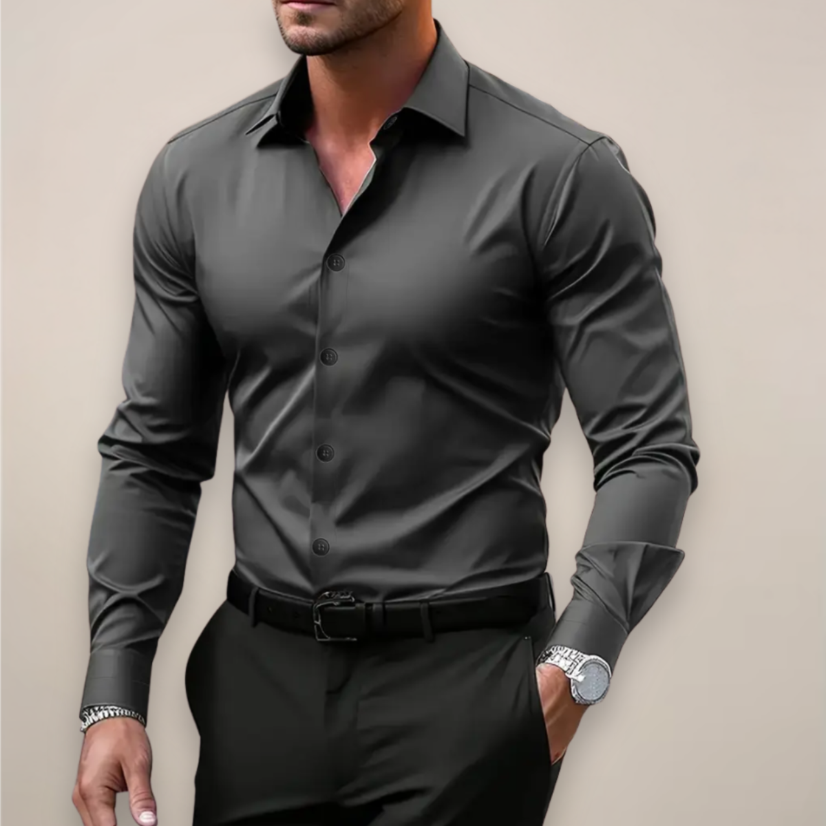 Herren Slim Fit Hemd Frühjahr Blau Weiss - Eveloria