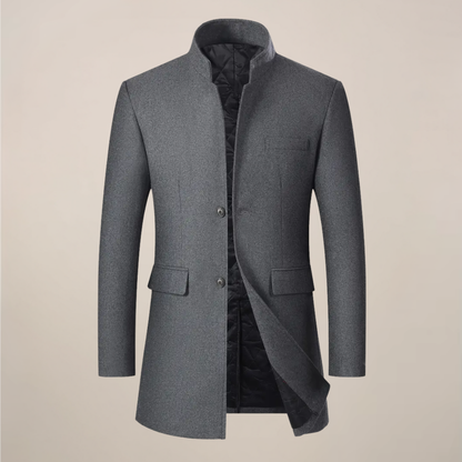 Herren Langmantel Slim Fit Stehkragen Winterjacke